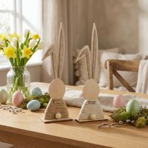 Product Bunnies with glitter wooden bunnies table decoration Easter H36cm 2pcs