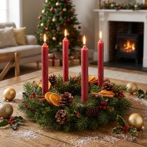 Product Pillar candle red solid coloured candles ruby red 180mm/Ø21mm 6pcs