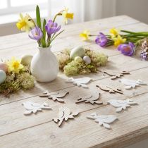Product Scatter decoration wood spring bird decoration natural white 4 cm 72 pcs