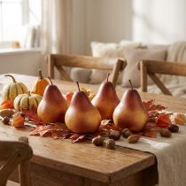 Product Decorative pear, yellow-brown, autumn, harvest, table decoration set of 4, Ø8.5cm
