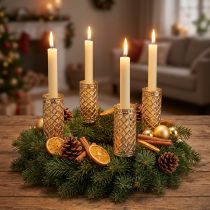 Product Stick candle holders, gold, Ø22mm, H10cm, 4 pieces