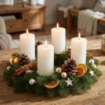 Product Solid-color pillar candles, white, 70x120mm, set of 4, for decoration, weddings &amp; Advent