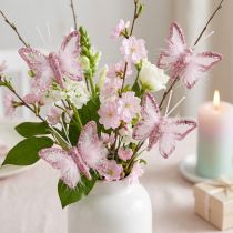 Product Feather Butterfly Decorative Clip Pink White 5x4.5cm 4 pcs