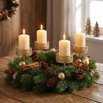 Product Floral Candle Holders for Sticking Golden Ø7.4cm H12.5cm 4 pcs Antique Look