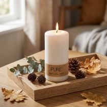Product Pure pillar candle 130/60 natural wax candle sustainable stearin and rapeseed