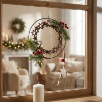 Product Hanging decoration Christmas decoration ring metal wood vintage Ø19cm