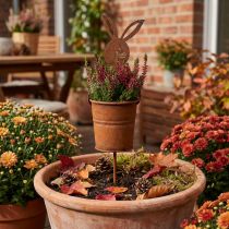 Product Flowerbed rust rabbit with bucket planter vintage 5x11cm