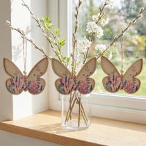 Product Butterfly Wooden Decoration Hanger Linen 11.5x9.5cm 6 pcs