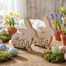 Product Rabbit Wooden Sitting Flower Pattern Natural White 24×24cm 2 pcs