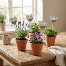 Product Flower pin heart lilac country style 7×0.5×7cm 12pcs