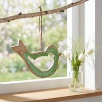 Product Bird decoration wooden hanging green natural 15.5x1.5x16cm
