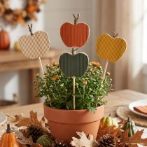Product Wooden Apple Plant Picks for Autumn Decoration, 5x5.5cm, Set of 8