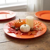 Product Orange Plastic Plates – 28 cm – Decorative Use – Set of 4