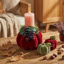 Product Set of 3 Flocked Mini Pumpkins – Autumn Colours – 9.5cm
