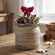 Product Ceramic Pot Planter Decorative Vase Metallic Grey Brown 14×14cm