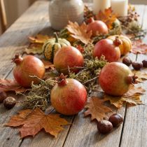 Product Artificial pomegranate decoration set in a net, deceptively realistic, red-yellow-green, Ø5.5cm, 12 pieces