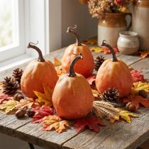 Product Decorative pumpkin for decoration orange yellow Ø9cm 4 pcs