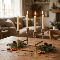 Product Antique Candle Holder For 4 Candles Gold 18×18cm H16.5cm