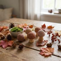 Product Scatter decoration wooden mushrooms decoration mini mushrooms brown Ø2cm 24 pcs