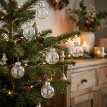 Product Mini Christmas glass baubles, iridescent, clear, 3cm, 22 pieces