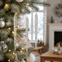 Product Decorative icicles for hanging winter clear glitter 14cm 4pcs