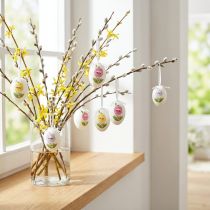 Product Easter eggs to hang up with flower motif Easter decoration 12pcs