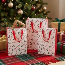 Product Gift Bag Christmas with Handles Red White 24×18×8cm 4pcs