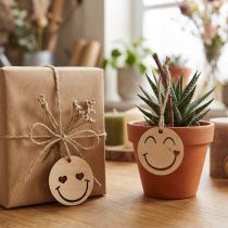 Product Wooden pendant Emoticon Emoticon® Ø4cm natural 24 pcs