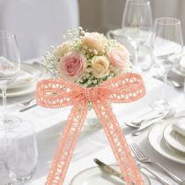 Product Gift ribbon for decoration crochet lace salmon 12mm 20m