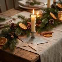 Product Metal decoration star, tapered candle holder for Christmas silver, antique look 20cm × 19.5cm