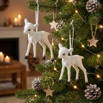 Product Christmas Decoration Reindeer Flocked for Hanging White Black 2 Pcs