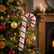 Product Deco Candy Cane Christmas Red White Striped H34cm