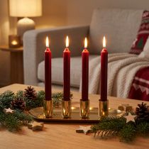 Product Metal candle plate, taper candle holder, gold, 23x9x4.5cm