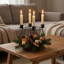 Product Candle holder metal grey lattice basket Advent wreath Ø14cm