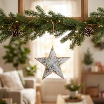 Product Wooden stars decoration decorative hanger rustic decoration white wood Ø15cm