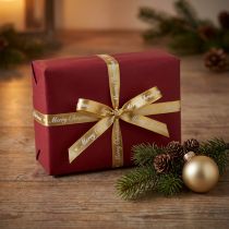 Product Christmas ribbon Merry Christmas Ribbon White Gold 10mm 20m