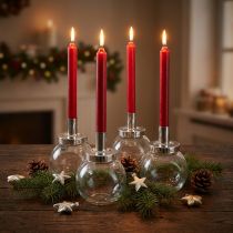 Product Stick candle holder candlestick glass metal silver Ø10.5cm 4pcs