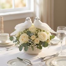 Product Pair of doves with clip wedding decoration doves 10cm 2 pcs