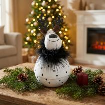 Product Decorative reindeer, Christmas decoration, decorative figure made of metal, Advent white, black H15.5cm Ø8cm
