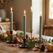 Product Rustic Candles Taper Candles Solid Colored Green 250/28mm 4 Pcs