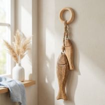 Product Fish made of mango wood wooden fish for hanging natural 10/15cm