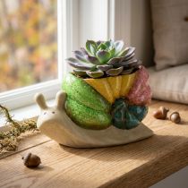 Product Decorative snail plant pot, ceramic flower pot, colorful, 19×8.5×11cm