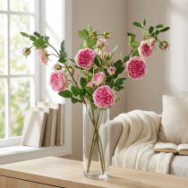 Product Rose branch silk roses artificial branch roses pink cream 79cm