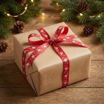 Product Christmas ribbon with reindeer decorative ribbon red 15mm 18m