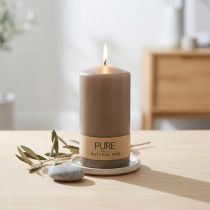 Product Pillar candle 130/70 brown candle sustainable natural wax candle decoration