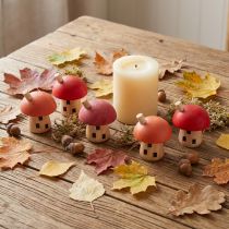 Product Mushroom House Wooden Ornaments 6×5cm Red Orange Set of 6