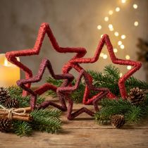 Product Star to stand Christmas decoration jute red 13/18cm 4pcs