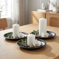 Product Decorative plate round metal in black Ø23cm H2.5cm 3pcs