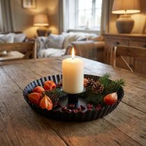 Product Metal candle holder in cake shape, black, Ø18cm, 2 pieces