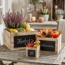 Product Rustic Wooden Crates with Chalkboard Panels – Natural & Black – 20x20, 16x16, 12x12 cm – Set of 3